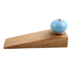 2 Pieces Sky Blue Round Ceramic Wooden Door Stopper